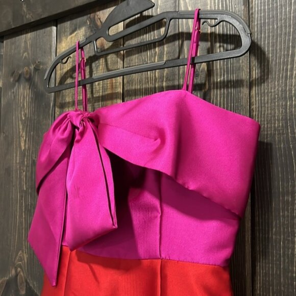 Anthropologie Hutch Bow Tie Mini Dress 6 Pink Red Cocktail Party Prom Boho - Picture 4 of 13